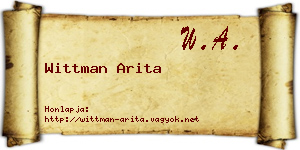 Wittman Arita névjegykártya